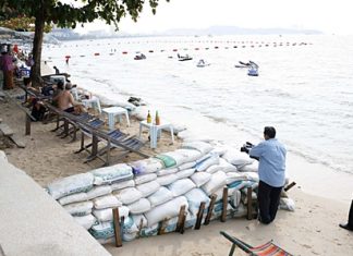 Sandbags are only a temporary measure to try and stem the erosion.